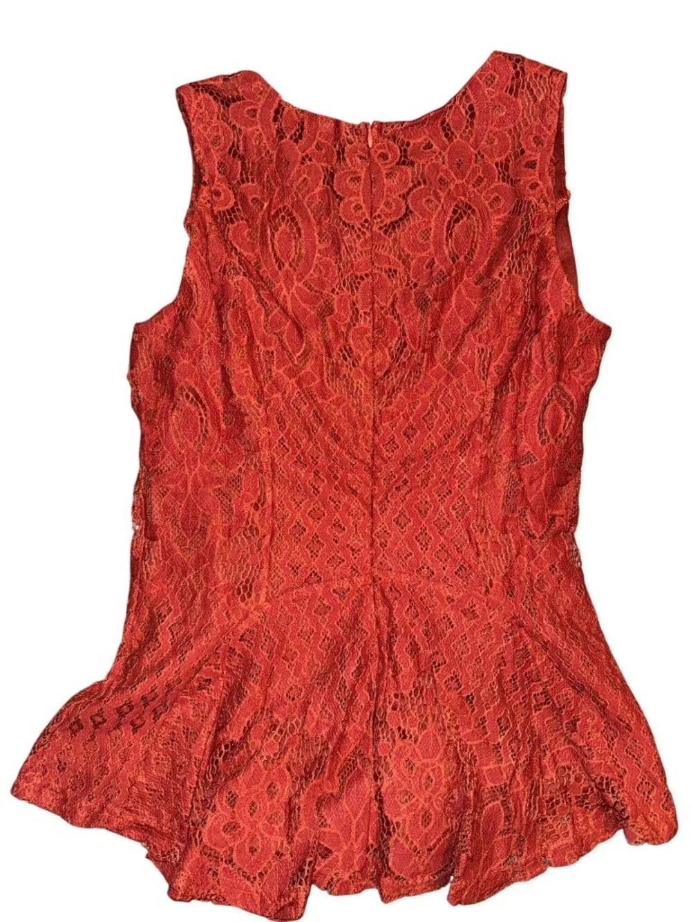 Ultrapink Womens Sleeveless Lace Peplum Top Rust Red Size M - Picture 6 of 9